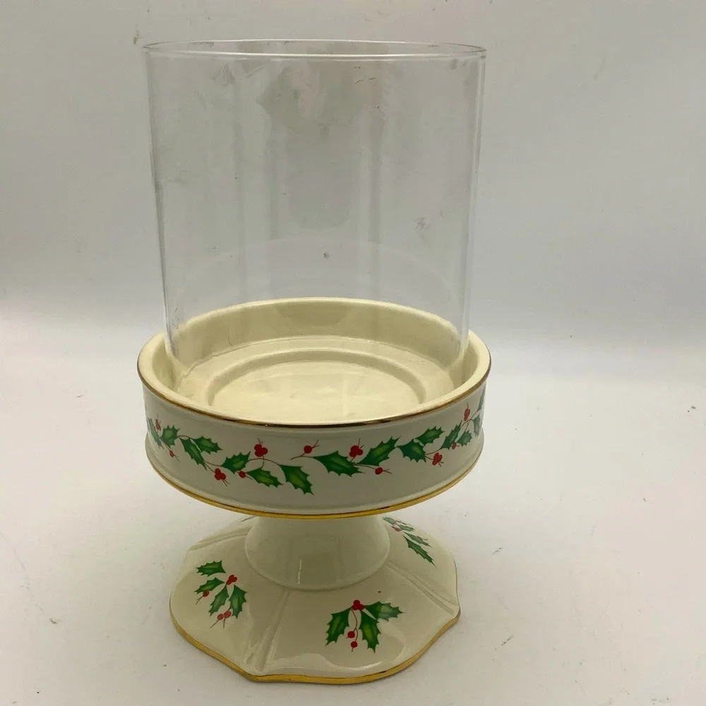 Lenox Holiday Pillar Candle Holder with Glass Shade